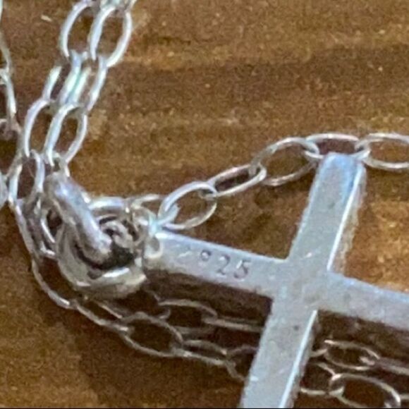 Sterling Silver Sideways Cross Necklace - Picture 5 of 12